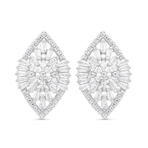 [EAR01WCZ00000C113] Sterling Silver 925 Earring Rhodium Plated Embedded With White CZ