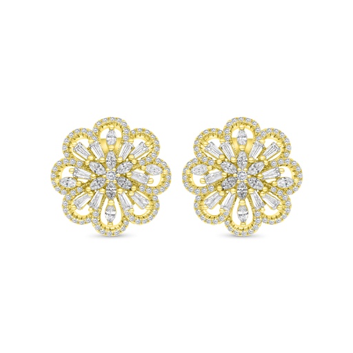 [EAR02WCZ00000C117] Sterling Silver 925 Earring Gold Plated Embedded With White CZ