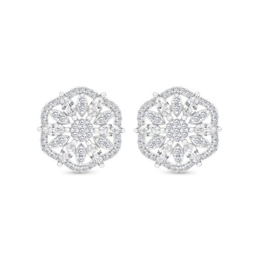 [EAR01WCZ00000C118] Sterling Silver 925 Earring Rhodium Plated Embedded With White CZ