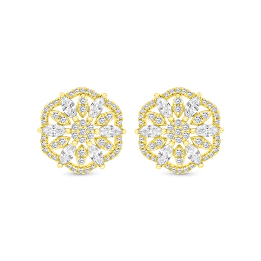 [EAR02WCZ00000C118] Sterling Silver 925 Earring Gold Plated Embedded With White CZ