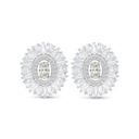 Sterling Silver 925 Earring Rhodium Plated Embedded With Yellow Zircon And White CZ