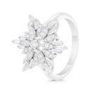 Sterling Silver 925 Ring Rhodium Plated Embedded With White CZ