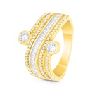 Sterling Silver 925 Ring Gold Plated Embedded With White CZ