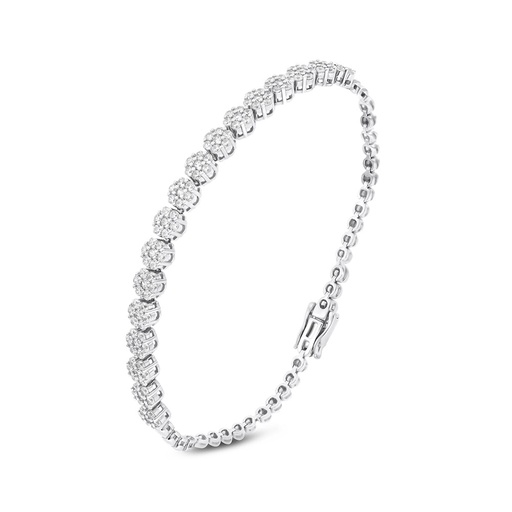 [BRC01WCZ00000B030] Sterling Silver 925 Bracelet Rhodium Plated Embedded With White CZ