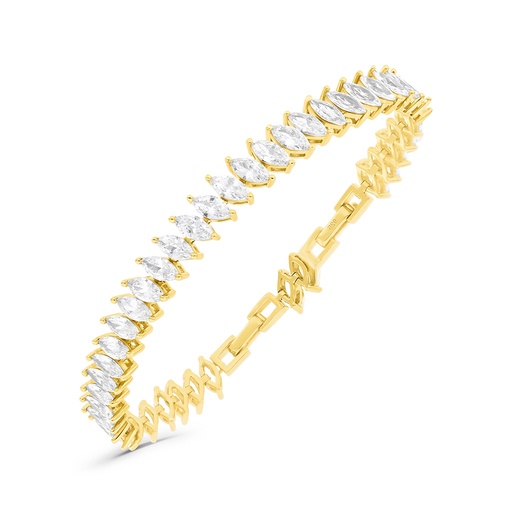 [BRC02WCZ00000B031] Sterling Silver 925 Bracelet Gold Plated Embedded With White CZ