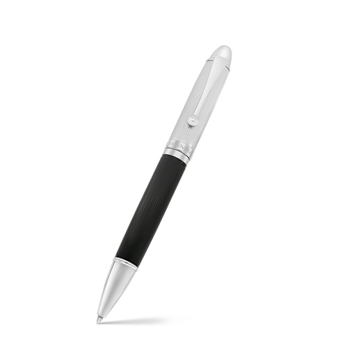 [PEN09BLK01000A029] Fayendra Pen Silver Plated Embedded With Black Lacquer
