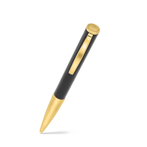 [PEN09BLK02000A030] Fayendra Pen Gold Plated Embedded With Black Lacquer