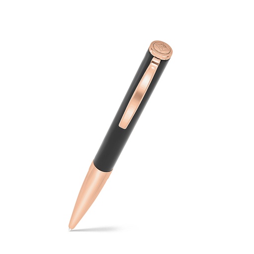 [PEN09BLK03000A030] Fayendra Pen Rose Gold Plated Embedded With Black Lacquer