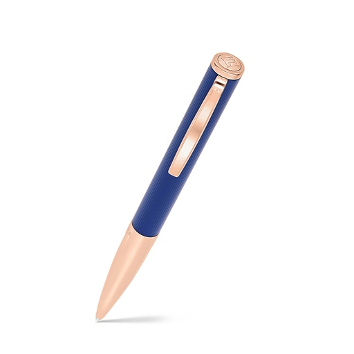 [PEN09BLU03000A030] Fayendra Pen Rose Gold Plated Embedded With Blue Lacquer