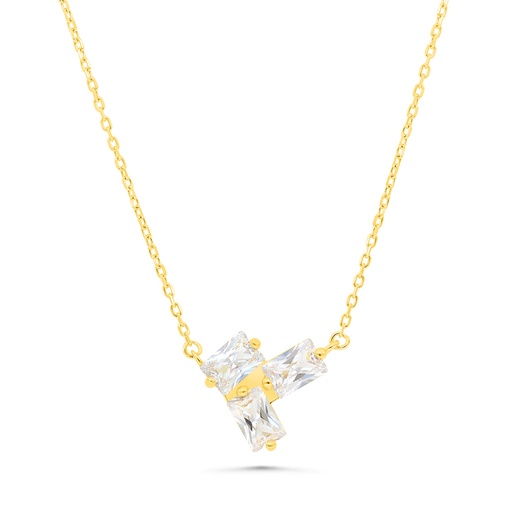 [NCL02WCZ00000B241] Sterling Silver 925 Necklace Gold Plated Embedded With White CZ