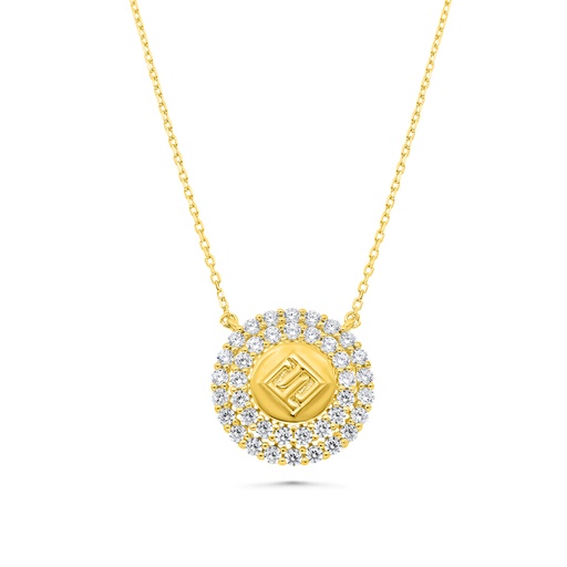 [NCL02WCZ00000B245] Sterling Silver 925 Necklace Gold Plated Embedded With White CZ