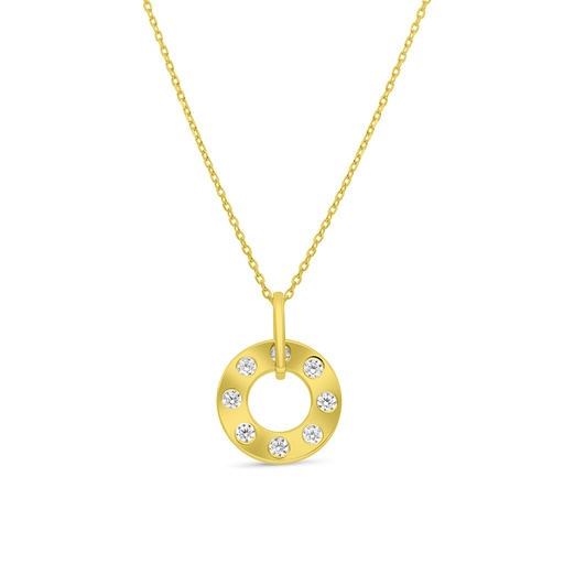 [NCL02WCZ00000B249] Sterling Silver 925 Necklace Gold Plated Embedded With White CZ