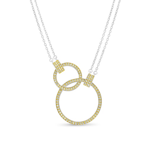 [NCL28WCZ00000B250] Sterling Silver 925 Necklace Rhodium And Gold Plated Embedded With White CZ