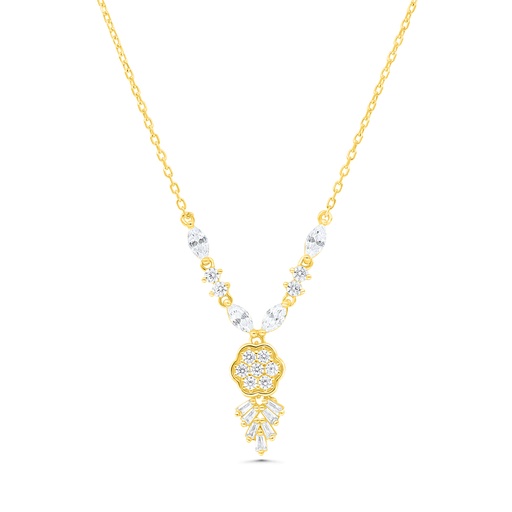 [NCL02WCZ00000B251] Sterling Silver 925 Necklace Gold Plated Embedded With White CZ
