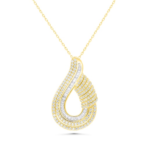 [NCL02WCZ00000B256] Sterling Silver 925 Necklace Gold Plated Embedded With White CZ