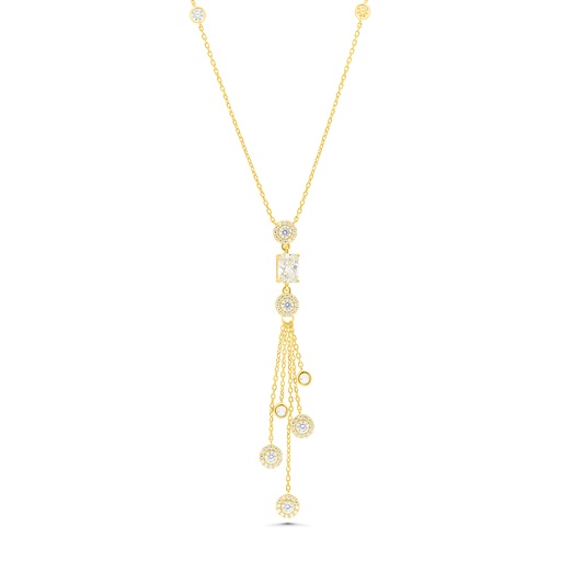 [NCL02CIT00WCZB260] Sterling Silver 925 Necklace Gold Plated Embedded With Yellow Zircon And White CZ