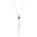 Sterling Silver 925 Necklace Rhodium Plated Embedded With Sapphire Corundum And White CZ
