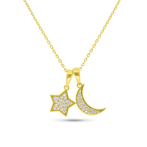 [NCL02WCZ00000B261] Sterling Silver 925 Necklace Gold Plated Embedded With White CZ