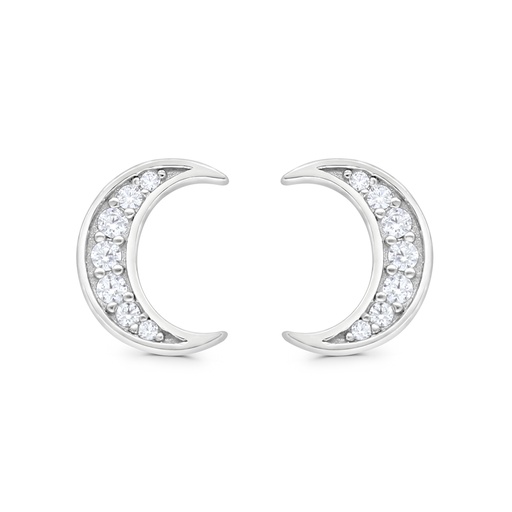 [EAR01WCZ00000C165] Sterling Silver 925 Earring Rhodium Plated Embedded With White CZ