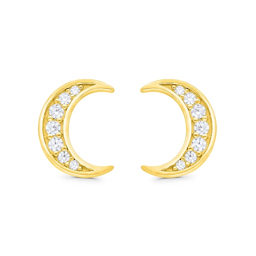 [EAR02WCZ00000C165] Sterling Silver 925 Earring Gold Plated Embedded With White CZ