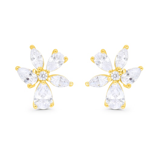 [EAR02WCZ00000C166] Sterling Silver 925 Earring Gold Plated Embedded With White CZ