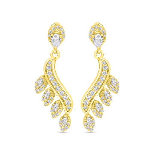 [EAR02WCZ00000C168] Sterling Silver 925 Earring Gold Plated Embedded With White CZ