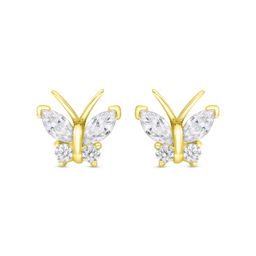 [EAR02WCZ00000C171] Sterling Silver 925 Earring Gold Plated Embedded With White CZ