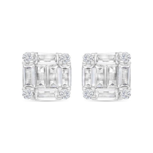 [EAR01WCZ00000C172] Sterling Silver 925 Earring Rhodium Plated Embedded With White CZ