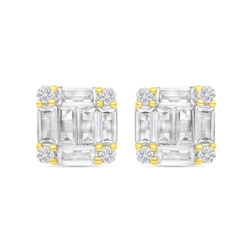 [EAR02WCZ00000C172] Sterling Silver 925 Earring Gold Plated Embedded With White CZ