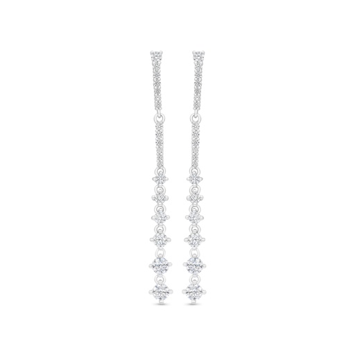 [EAR01WCZ00000C173] Sterling Silver 925 Earring Rhodium Plated Embedded With White CZ