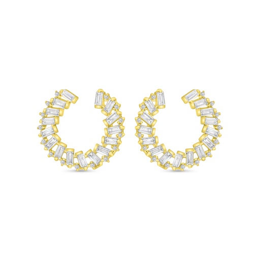 [EAR02WCZ00000C174] Sterling Silver 925 Earring Gold Plated Embedded With White CZ
