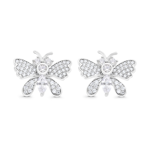 [EAR01WCZ00000C179] Sterling Silver 925 Earring Rhodium Plated Embedded With White CZ