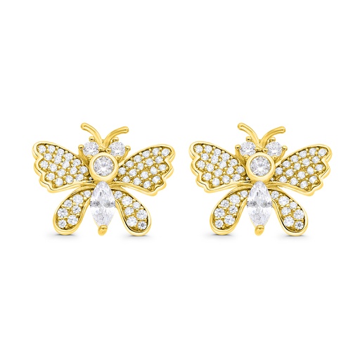 [EAR02WCZ00000C179] Sterling Silver 925 Earring Gold Plated Embedded With White CZ