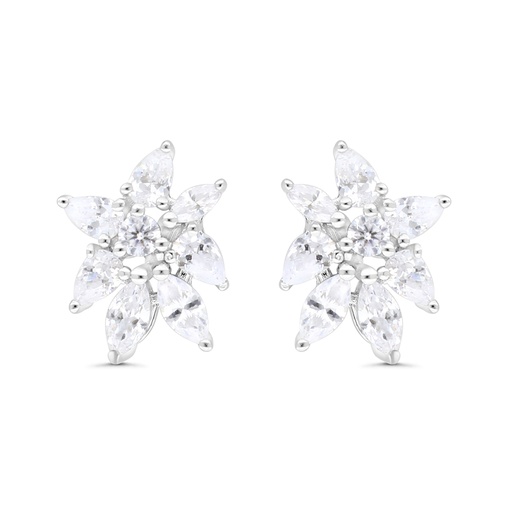 [EAR01WCZ00000C182] Sterling Silver 925 Earring Rhodium Plated Embedded With White CZ