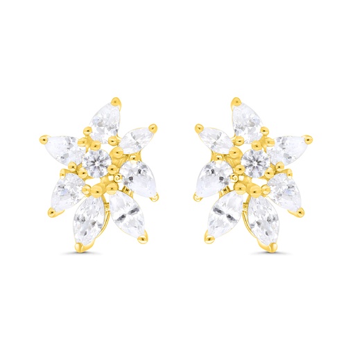 [EAR02WCZ00000C182] Sterling Silver 925 Earring Gold Plated Embedded With White CZ