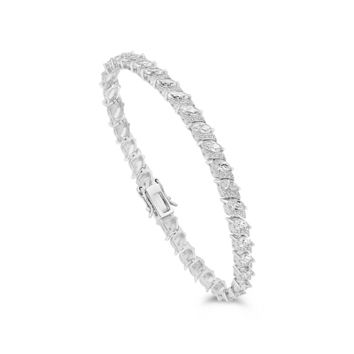 [BRC01WCZ00000B082] Sterling Silver 925 Bracelet Rhodium Plated Embedded With White CZ 
