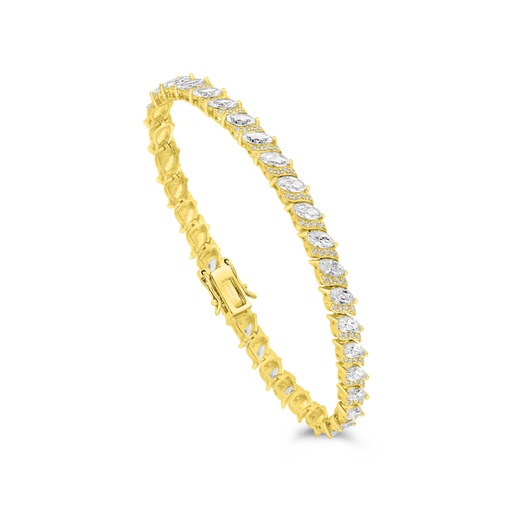 [BRC02WCZ00000B082] Sterling Silver 925 Bracelet Gold Plated Embedded With White CZ 