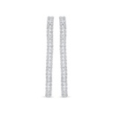 Sterling Silver 925 Earring Rhodium Plated Embedded With White CZ 