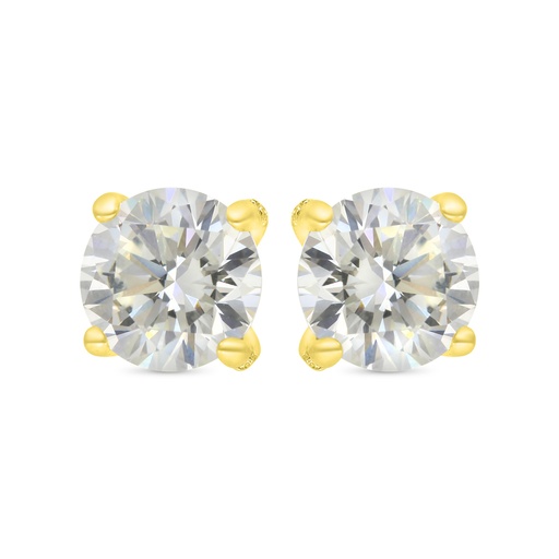 [EAR02CIT00WCZC193] Sterling Silver 925 Earring Gold Plated Embedded With Yellow Zircon And White CZ
