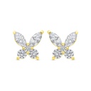 Sterling Silver 925 Earring Golden Plated Embedded With White CZ