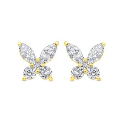 [EAR02WCZ00000C196] Sterling Silver 925 Earring Golden Plated Embedded With White CZ