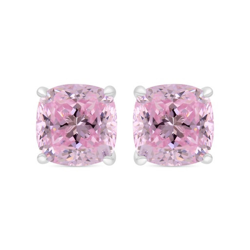 [EAR01PIK00000C200] Sterling Silver 925 Earring Rhodium Plated Embedded With Pink Zircon 