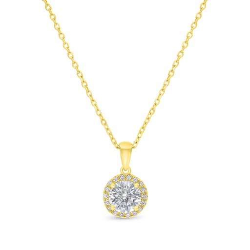 [NCL02CIT00WCZB266] Sterling Silver 925 Necklace Gold Plated Embedded With Yellow Zircon And White CZ
