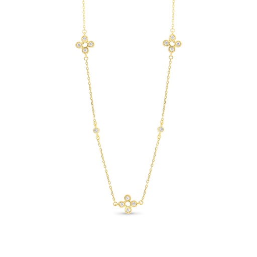 [NCL02WCZ00000B268] Sterling Silver 925 Necklace Gold Plated Embedded With White CZ