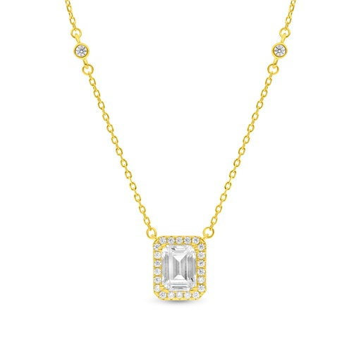 [NCL02CIT00WCZB270] Sterling Silver 925 Necklace Gold Plated Embedded With Yellow Zircon And White CZ