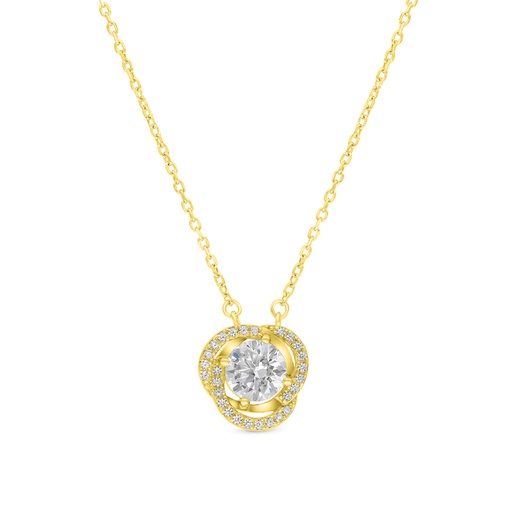 [NCL02CIT00WCZB274] Sterling Silver 925 Necklace Gold Plated Embedded With Yellow Zircon And White CZ