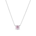 Sterling Silver 925 Necklace Rhodium Plated Embedded With Pink Zircon And White CZ