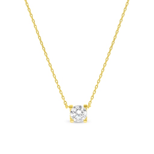 [NCL02CIT00WCZB276] Sterling Silver 925 Necklace Gold Plated Embedded With Yellow Zircon And White CZ