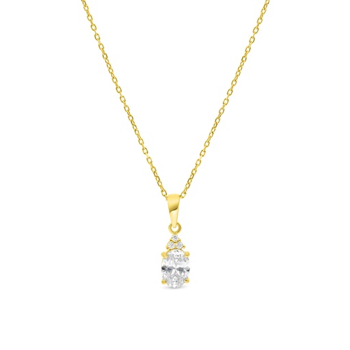 [NCL02CIT00WCZB277] Sterling Silver 925 Necklace Gold Plated Embedded With Yellow Zircon And White CZ