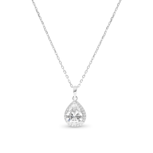 [NCL01CIT00WCZB283] Sterling Silver 925 Necklace Rhodium Plated Embedded With Yellow Zircon And White CZ